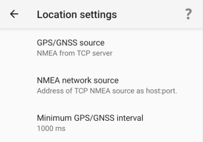 Preferences menu showing Location Settings